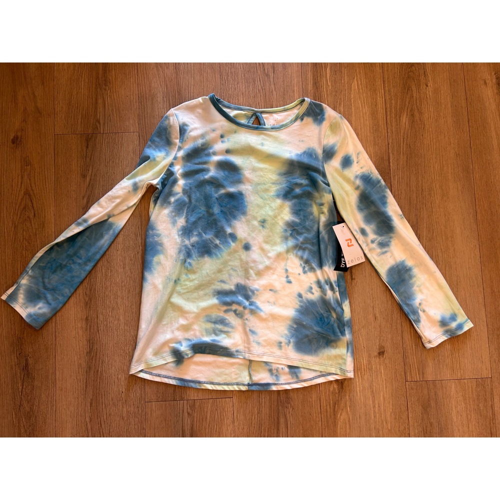 Zelos Womens Zen Mint Tie Dye Long Sleeve Keyhole Back Activewear Tee Large NWT